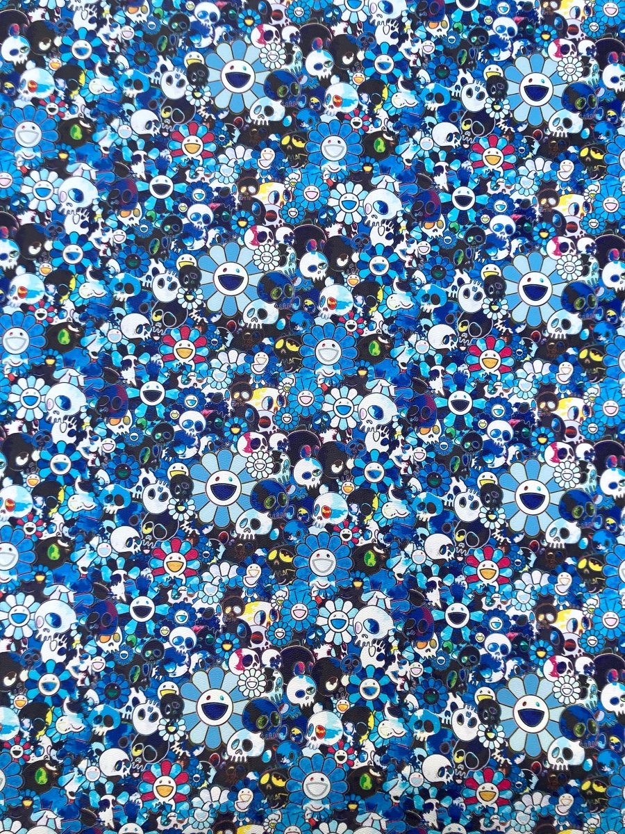 Murakami Takashi Sun Flower Custom Leather Vinyl for Handmade - mingfabricstore