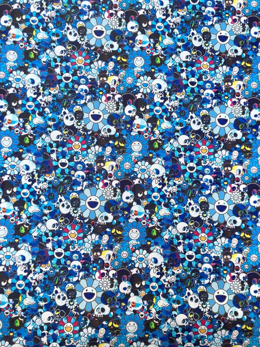 Murakami Takashi Sun Flower Custom Leather Vinyl for Handmade - mingfabricstore