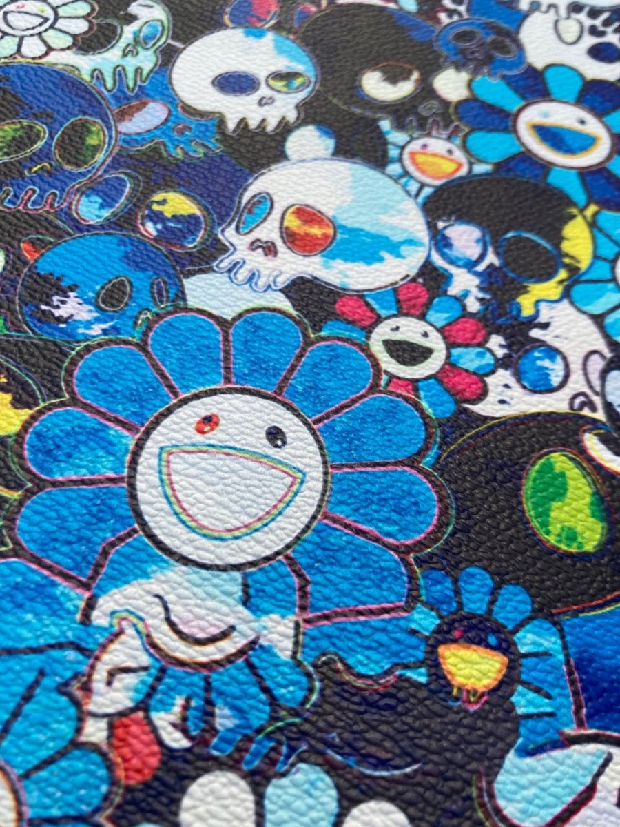 Murakami Takashi Sun Flower Custom Leather Vinyl for Handmade - mingfabricstore