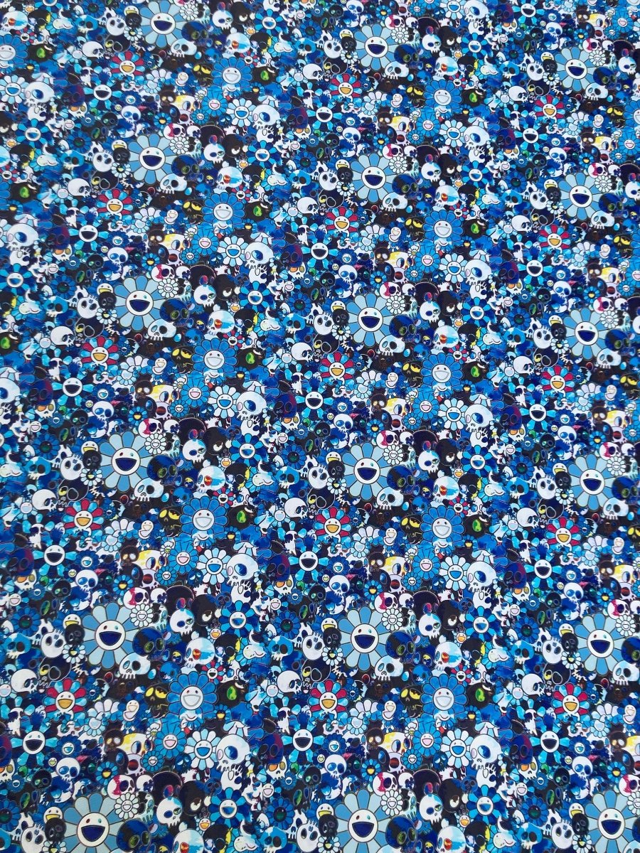 Murakami Takashi Sun Flower Custom Leather Vinyl for Handmade - mingfabricstore