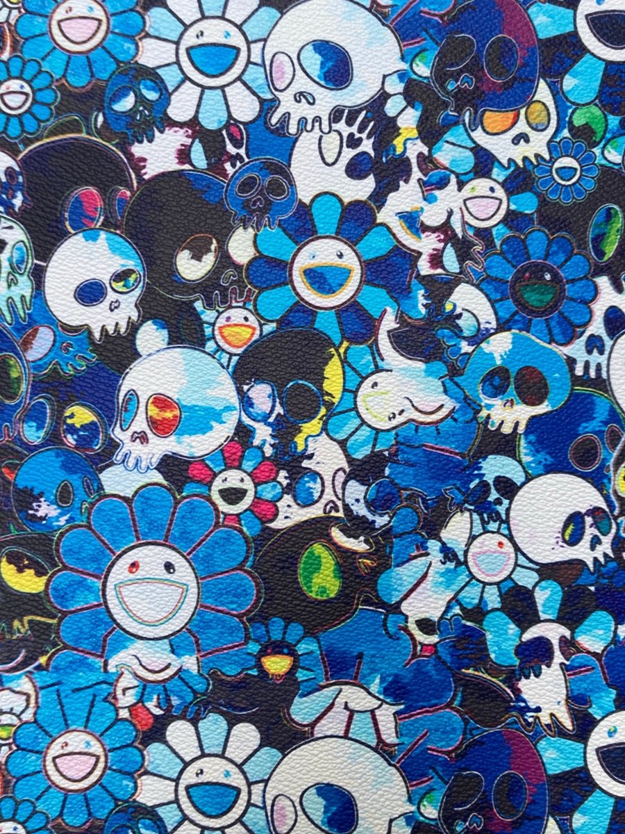 Murakami Takashi Sun Flower Custom Leather Vinyl for Handmade - mingfabricstore