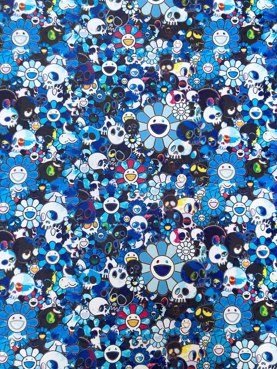 Murakami Takashi Sun Flower Custom Leather Vinyl for Handmade - mingfabricstore