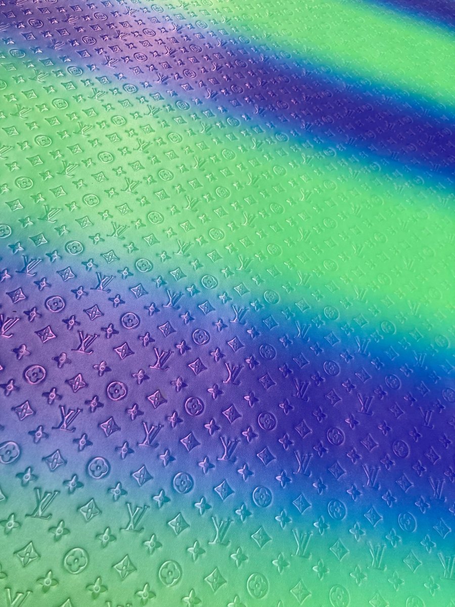 Napa Leather Green Blue Embossed Lv Faux Leather for Sewing Fabric Sold by Yard - mingfabricstore