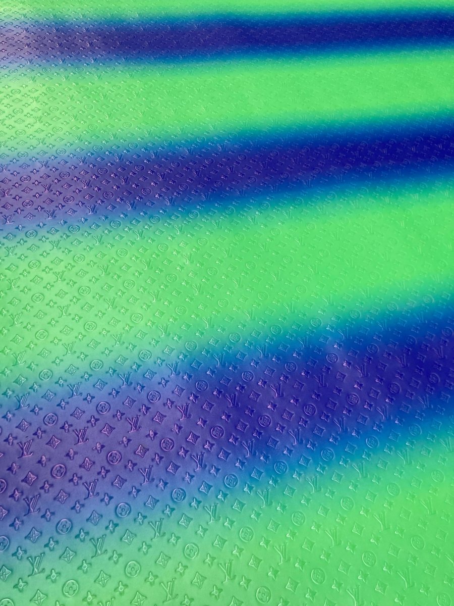 Napa Leather Green Blue Embossed Lv Faux Leather for Sewing Fabric Sold by Yard - mingfabricstore