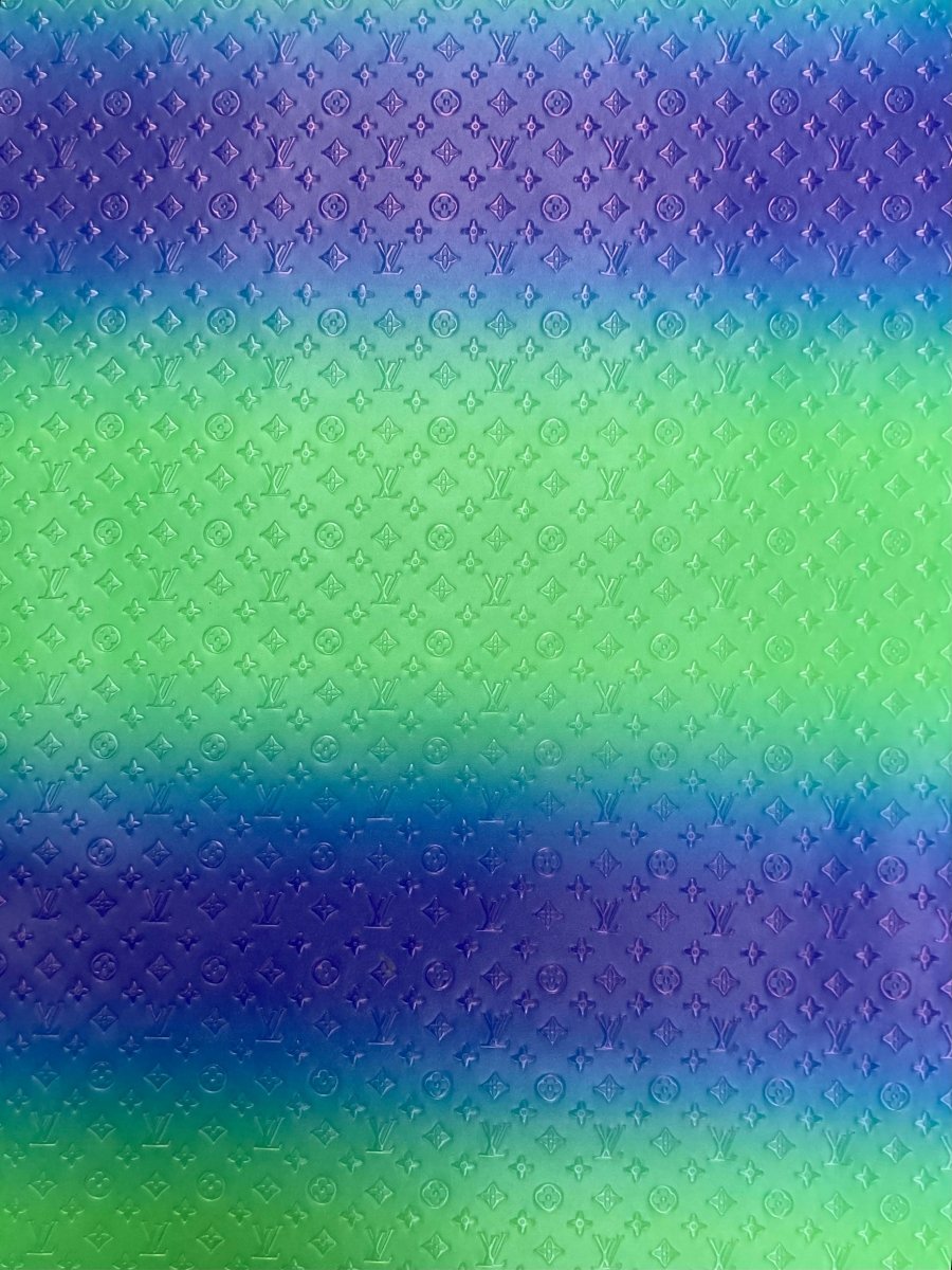 Napa Leather Green Blue Embossed Lv Faux Leather for Sewing Fabric Sold by Yard - mingfabricstore