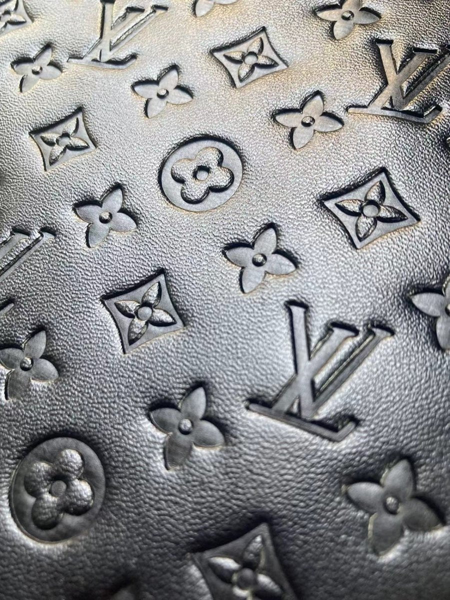 Napa Leather LV Small Letter Black Embossed For Upholstery Furniture Custom Sneaker - mingfabricstore