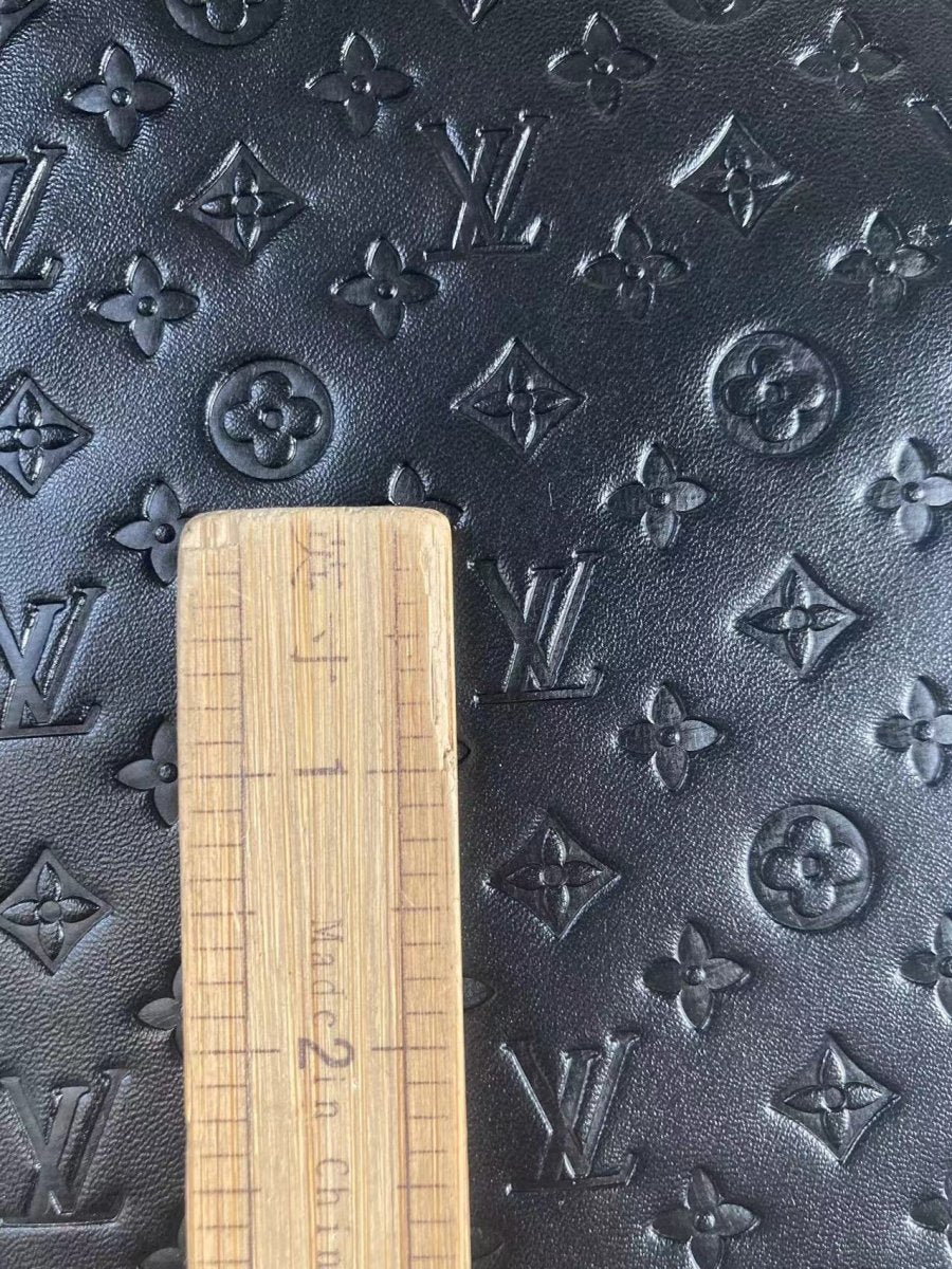 Napa Leather LV Small Letter Black Embossed For Upholstery Furniture Custom Sneaker - mingfabricstore