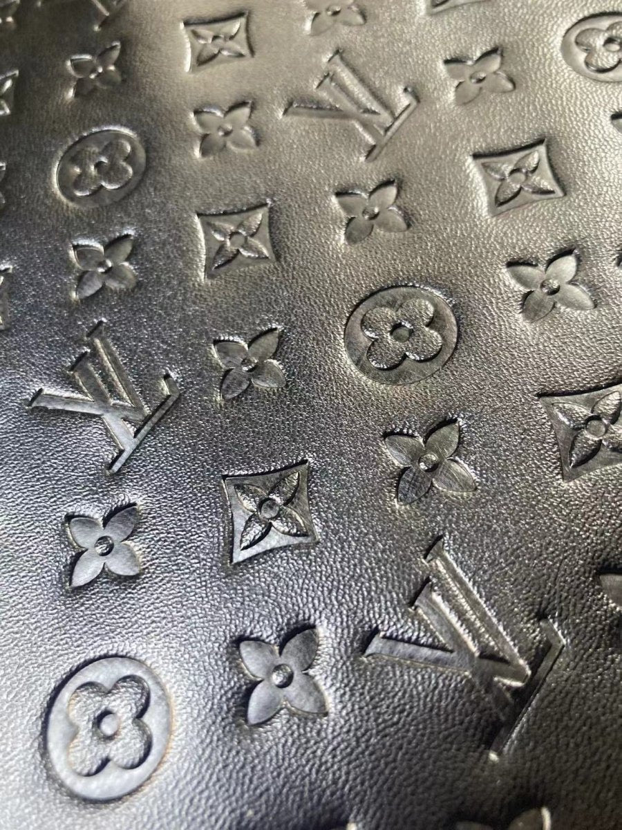Napa Leather LV Small Letter Black Embossed For Upholstery Furniture Custom Sneaker - mingfabricstore