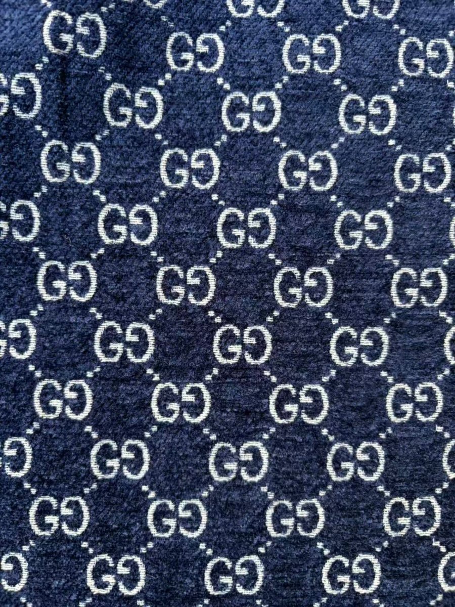 Navy Gucci Chenille Sofa Upholstery Fabric for Beach Bag Furniture Custom - mingfabricstore