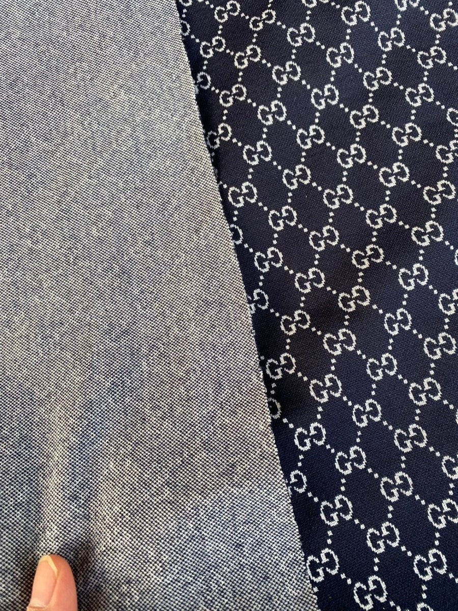 Navy Gucci Stretchy Knitted Clothing Fabric - mingfabricstore