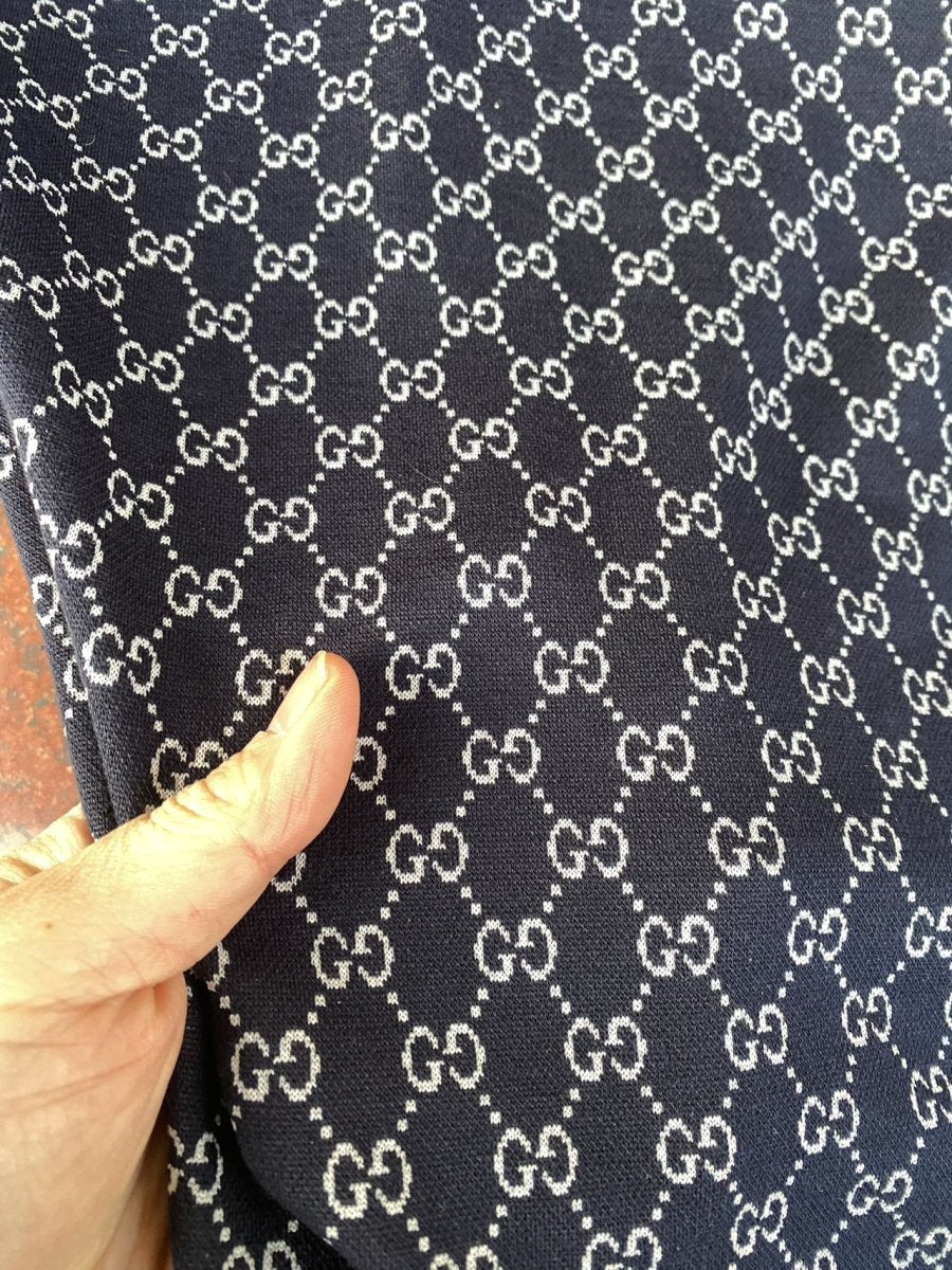 Navy Gucci Stretchy Knitted Clothing Fabric - mingfabricstore