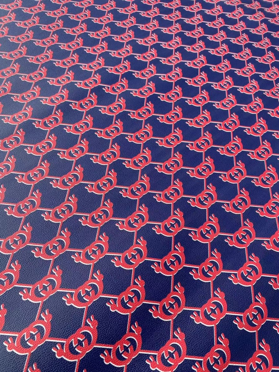 Navy GUCCI Web Designer Leather for Custom Shoes - mingfabricstore