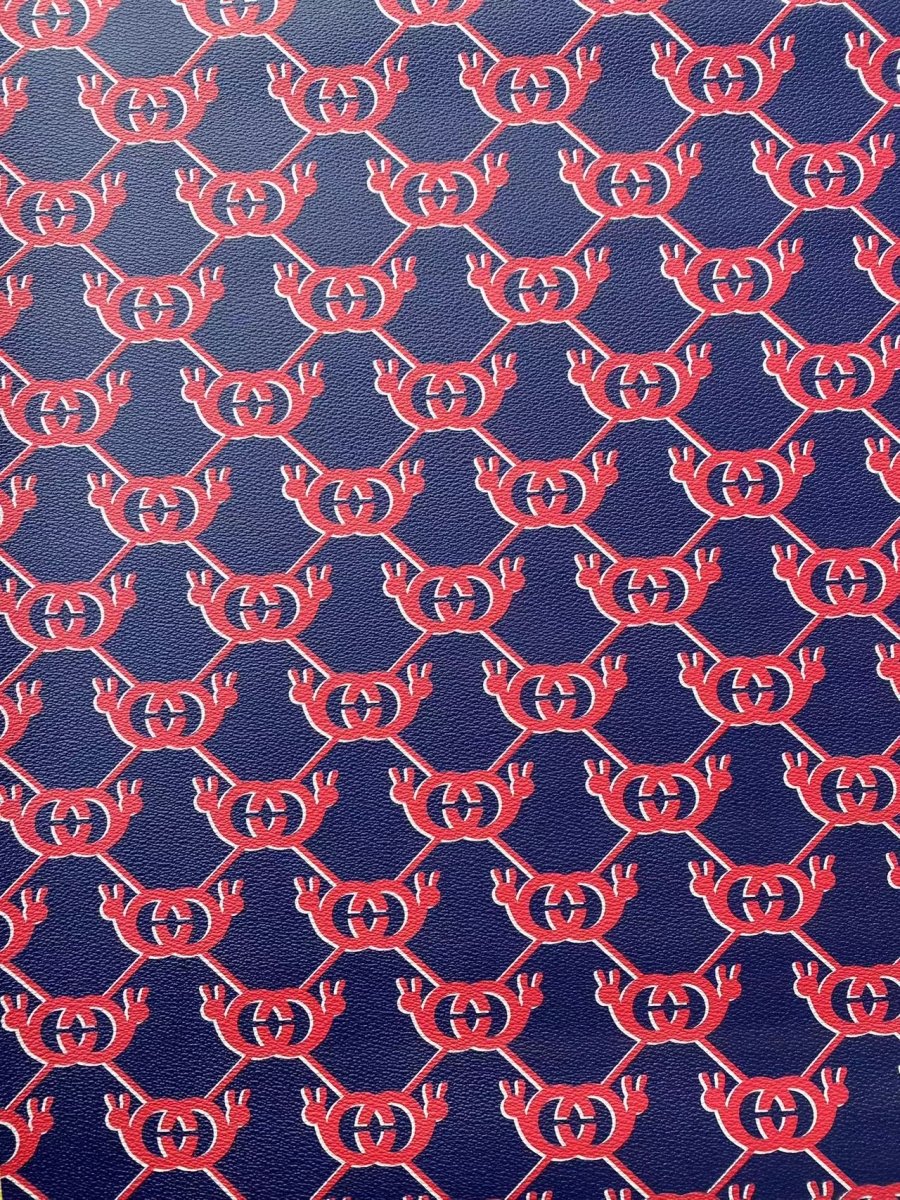 Navy GUCCI Web Designer Leather for Custom Shoes - mingfabricstore