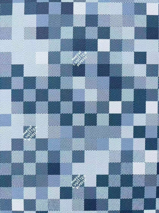 Navy Louis Vuitton Damier Camo Suitcase Trunk Leather Fabric for DIY - mingfabricstore