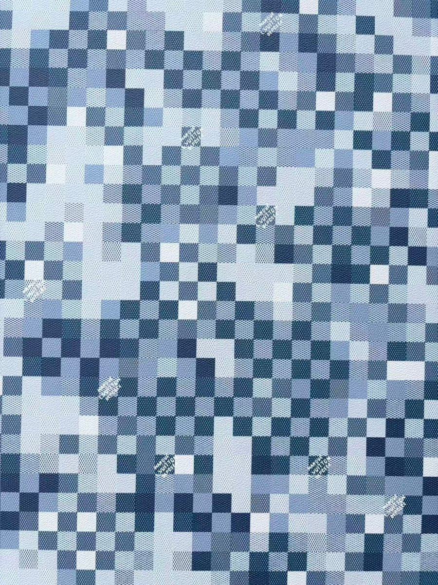 Navy Louis Vuitton Damier Camo Suitcase Trunk Leather Fabric for DIY - mingfabricstore