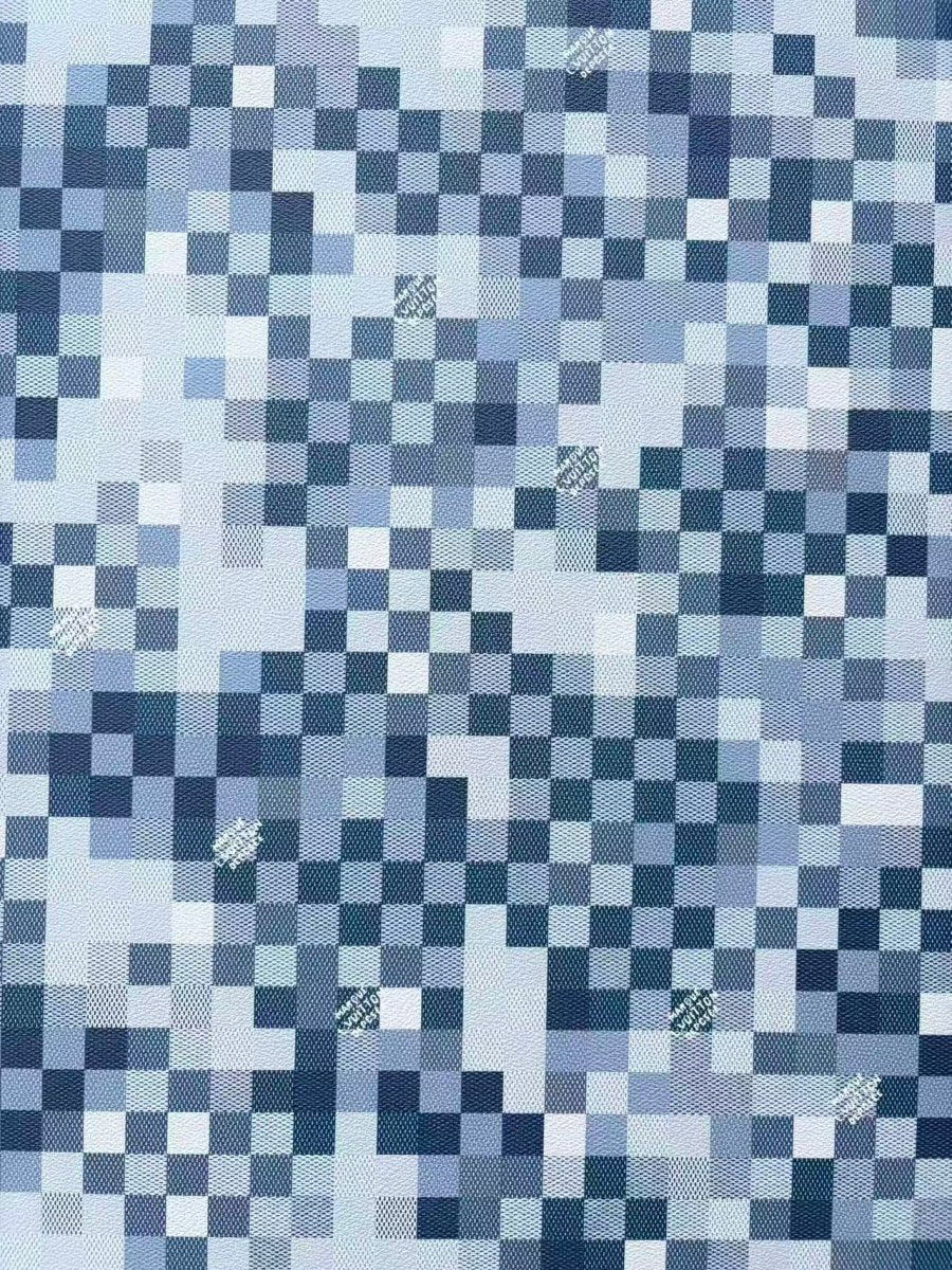 Navy Louis Vuitton Damier Camo Suitcase Trunk Leather Fabric for DIY - mingfabricstore