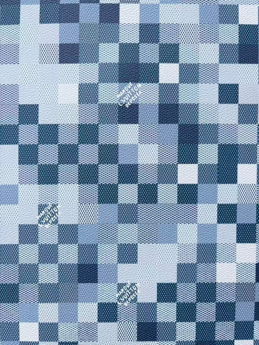 Navy Louis Vuitton Damier Camo Suitcase Trunk Leather Fabric for DIY - mingfabricstore