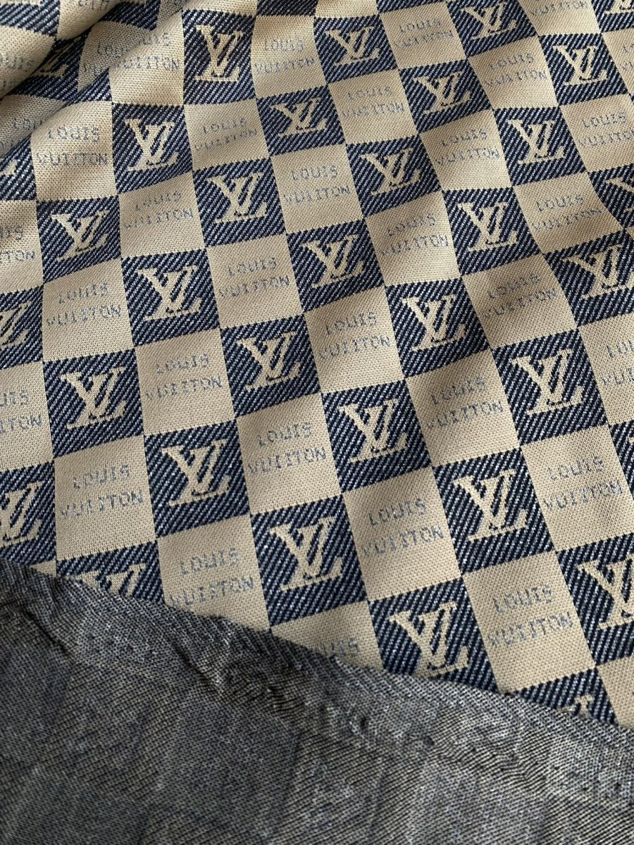 Navy Louis Vuitton Knitted Stretchy Fabric for Clothing Bespoke - mingfabricstore