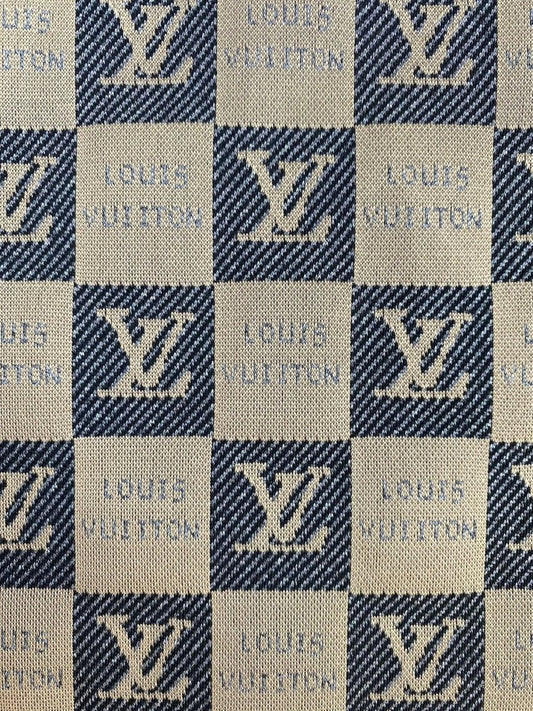 Navy Louis Vuitton Knitted Stretchy Fabric for Clothing Bespoke - mingfabricstore