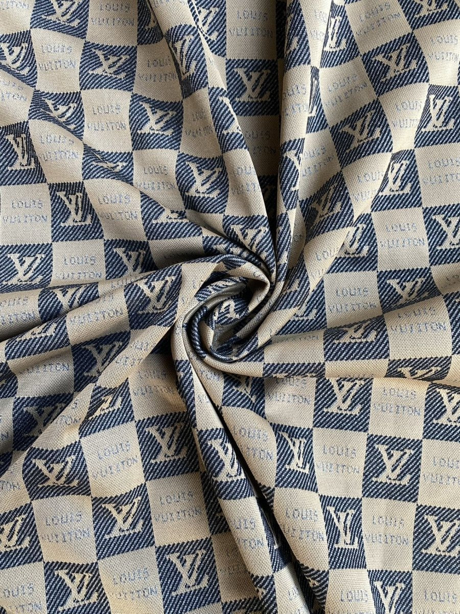 Navy Louis Vuitton Knitted Stretchy Fabric for Clothing Bespoke - mingfabricstore