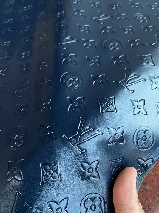 Navy Louis Vuitton Napa Leather for Car Seat Upholstery - mingfabricstore