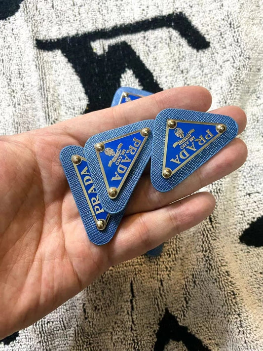 Navy Prada Badge Emblem Metal Handmade Accessory - mingfabricstore