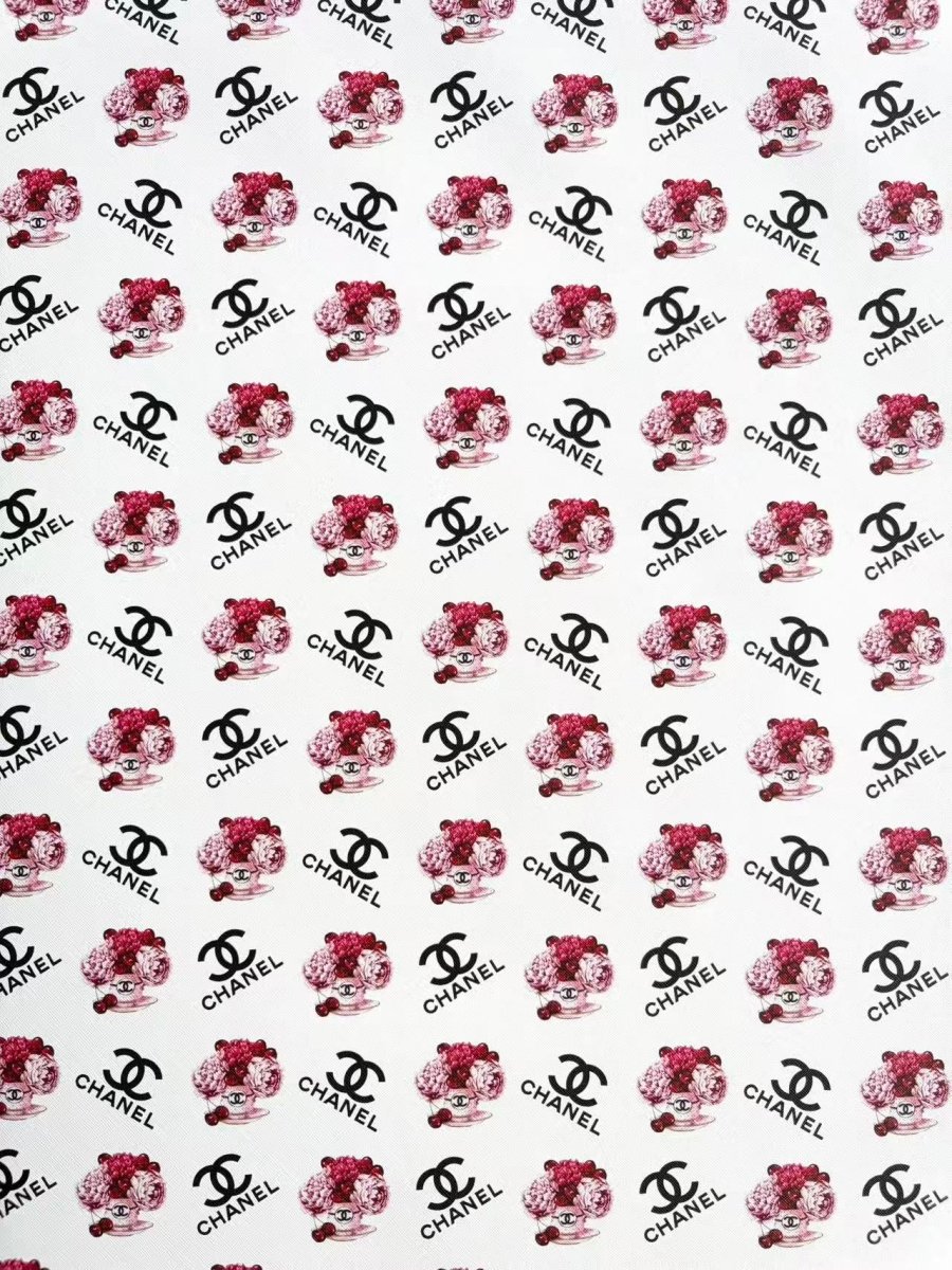 New Chanel Flower Print Designer Leather Sheet Mingfabricstore - mingfabricstore