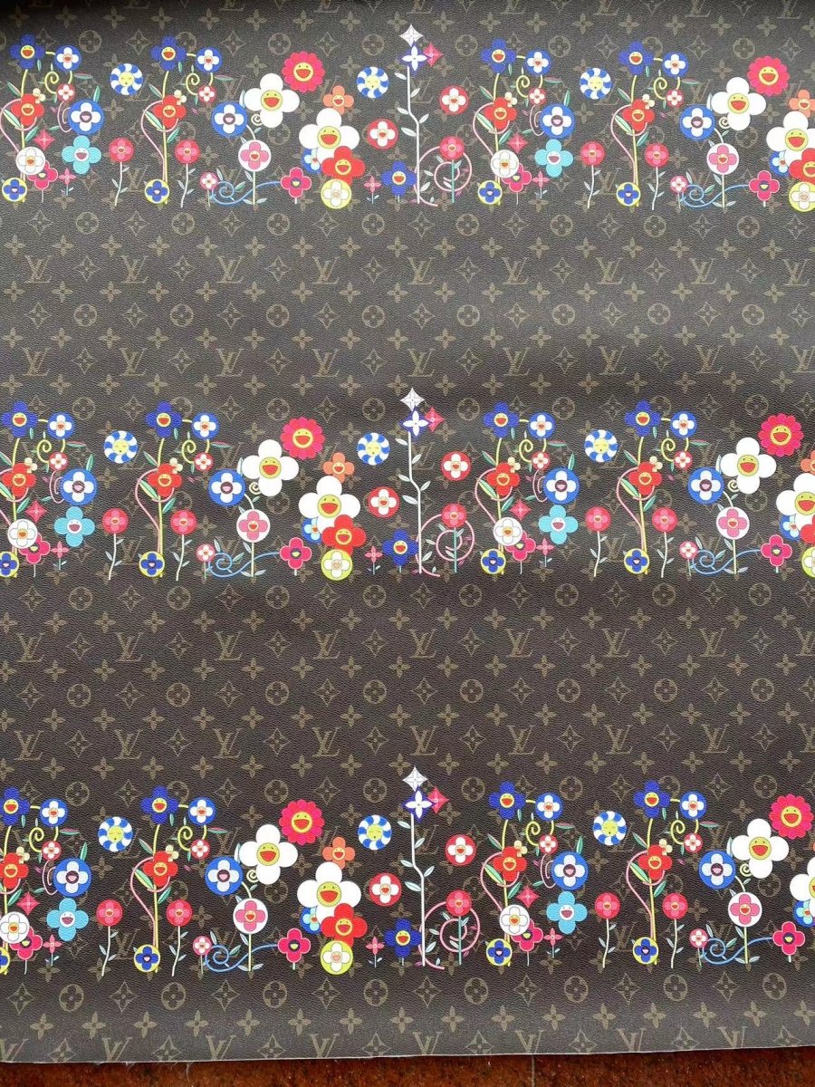 New Designer Faux Leather Louis Vuitton Takashi MURAKAMI Bag Fabric for DIY Sewing Project - mingfabricstore