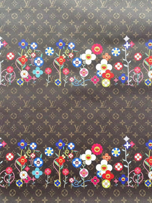 New Designer Faux Leather Louis Vuitton Takashi MURAKAMI Bag Fabric for DIY Sewing Project - mingfabricstore
