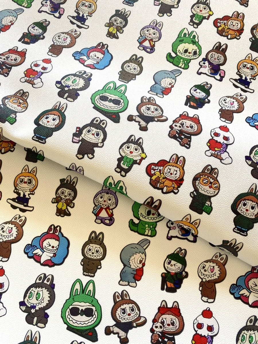 New Labubu Cartoon Faux Leather DIY Sewing Handmade for Custom Upholstery - mingfabricstore