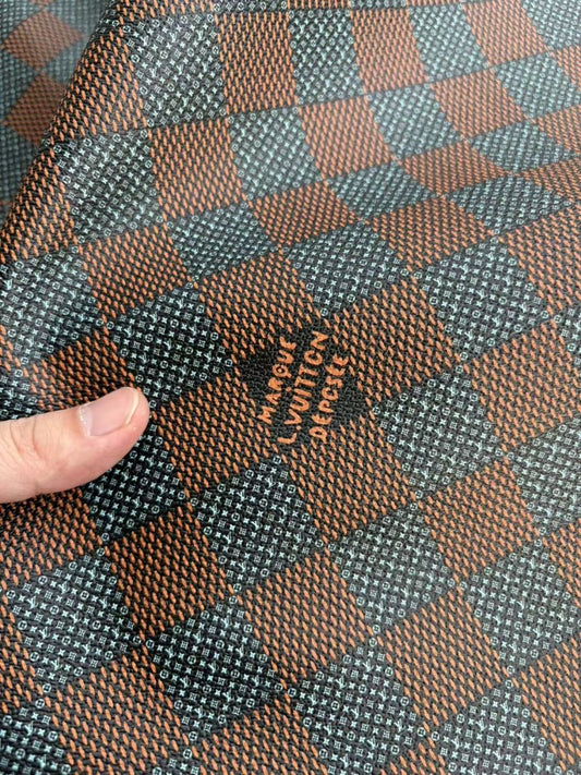 New Louis Vuitton Damier Check DIY Leather Sheet for Crafts Hobby - mingfabricstore