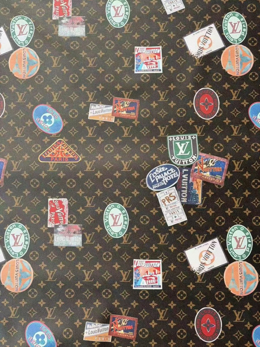 New Louis Vuitton Emblem Designer Leather Sheet for Crafts Upholstery Projects - mingfabricstore
