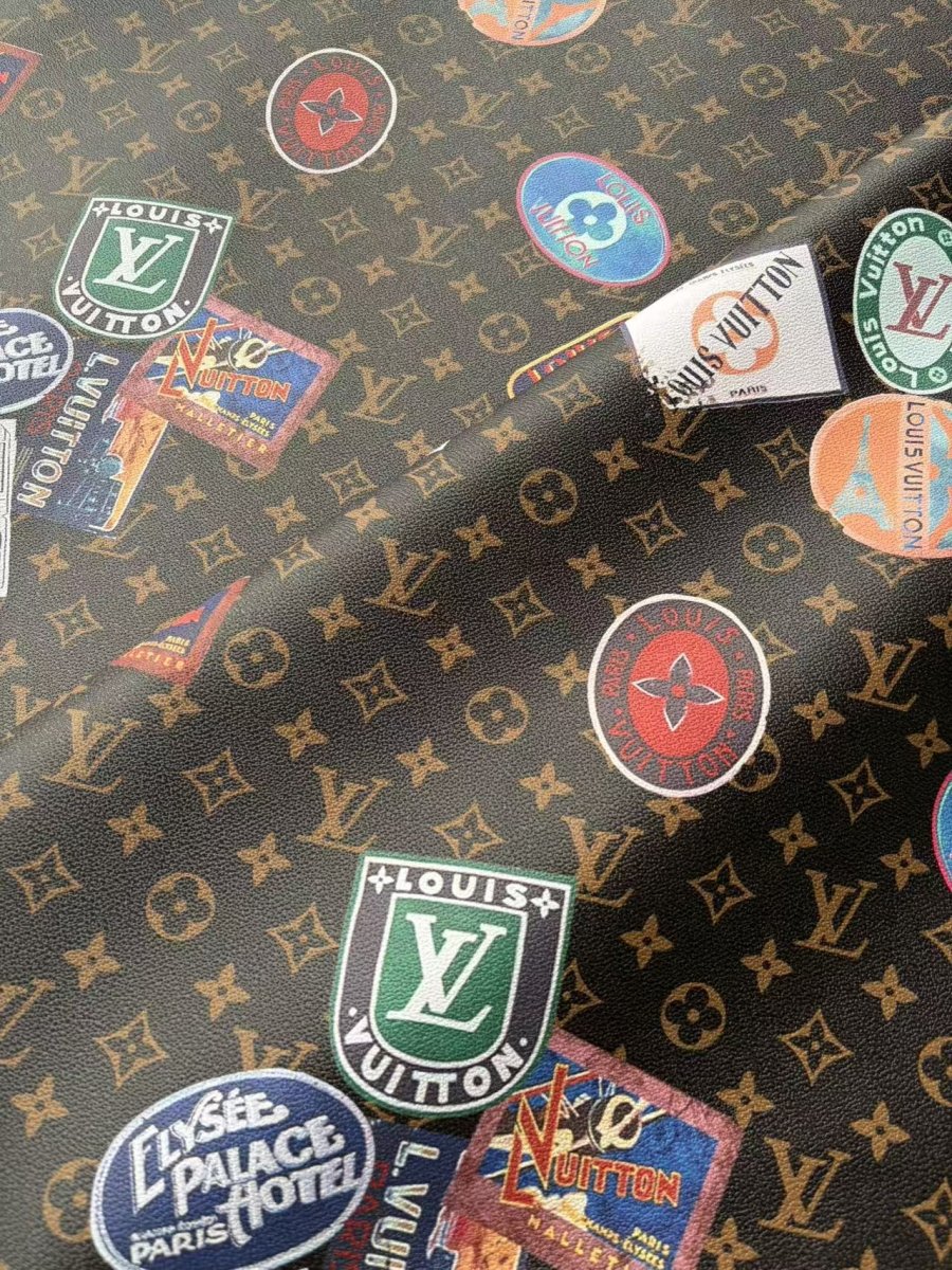 New Louis Vuitton Emblem Designer Leather Sheet for Crafts Upholstery Projects - mingfabricstore