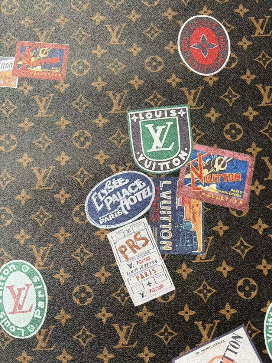 New Louis Vuitton Emblem Designer Leather Sheet for Crafts Upholstery Projects - mingfabricstore