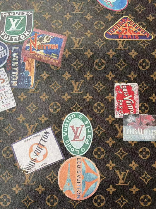 New Louis Vuitton Emblem Designer Leather Sheet for Crafts Upholstery Projects - mingfabricstore