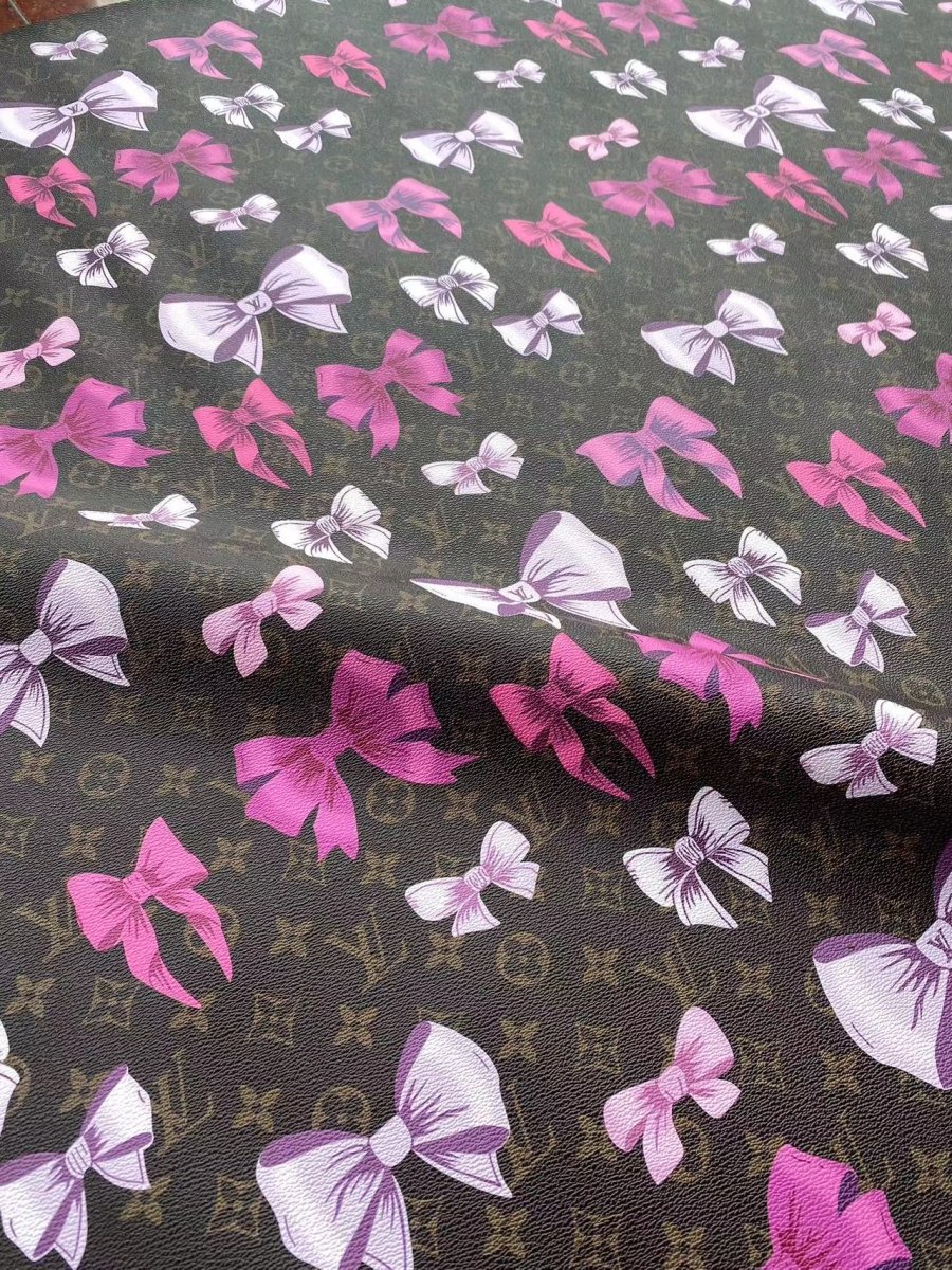 New LV Louis Vuitton Bow Leather Vinyl Fabric for Handmade Bag Custom - mingfabricstore