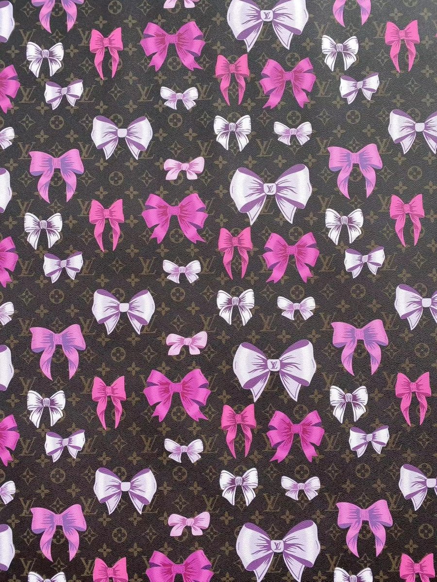 New LV Louis Vuitton Bow Leather Vinyl Fabric for Handmade Bag Custom - mingfabricstore