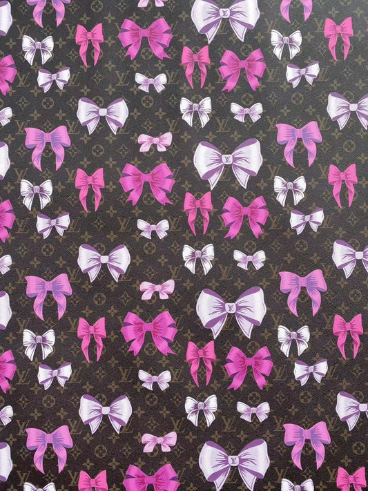 New LV Louis Vuitton Bow Leather Vinyl Fabric for Handmade Bag Custom - mingfabricstore