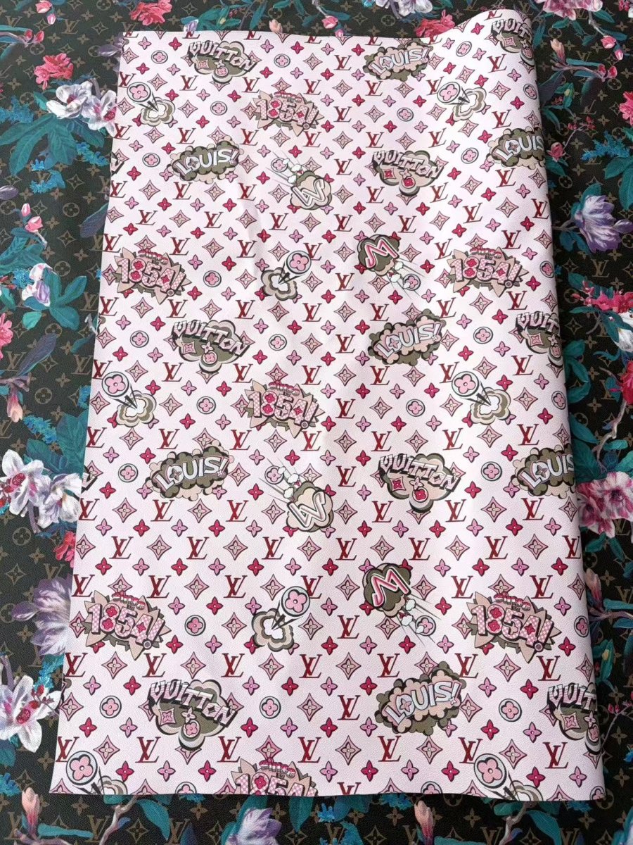 New Pink LV Designer Leather Sold by Yard Crafts DIY Projects - mingfabricstore