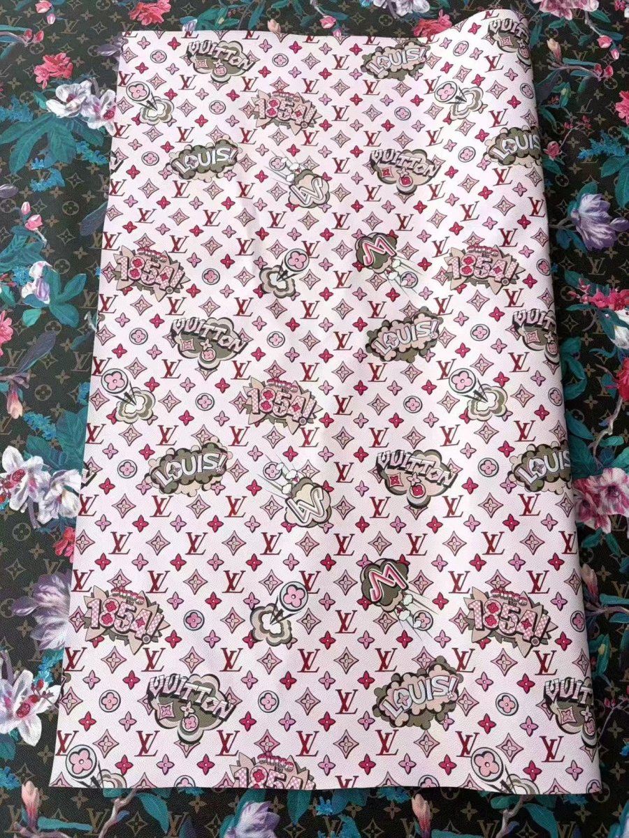 New Pink LV Designer Leather Sold by Yard Crafts DIY Projects - mingfabricstore