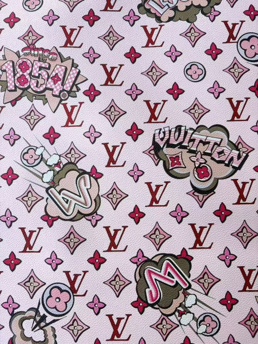 New Pink LV Designer Leather Sold by Yard Crafts DIY Projects - mingfabricstore