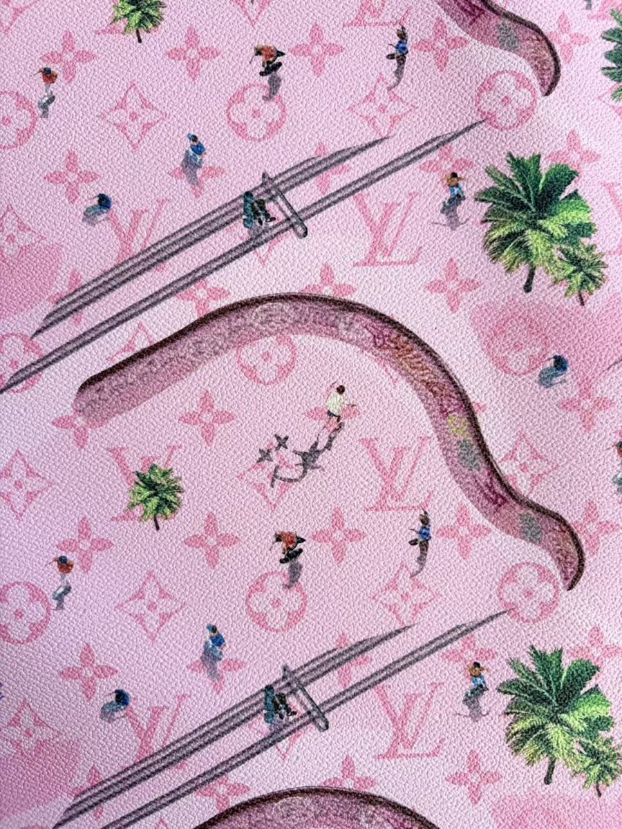 New Pink Skate Louis Vuitton Leather Sheet Designer Fabric for Upholstery Custom Sneakers - mingfabricstore