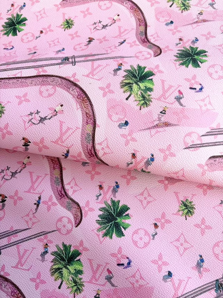 New Pink Skate Louis Vuitton Leather Sheet Designer Fabric for Upholstery Custom Sneakers - mingfabricstore