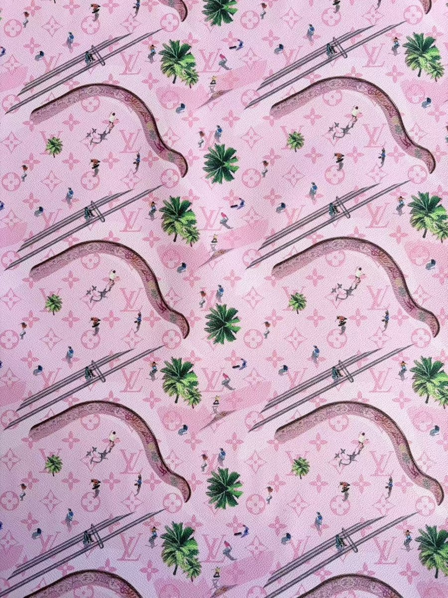 New Pink Skate Louis Vuitton Leather Sheet Designer Fabric for Upholstery Custom Sneakers - mingfabricstore