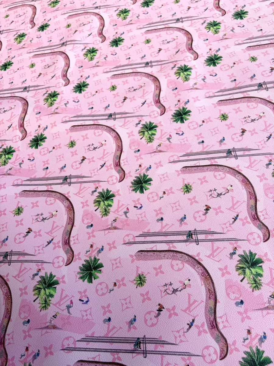 New Pink Skate Louis Vuitton Leather Sheet Designer Fabric for Upholstery Custom Sneakers - mingfabricstore