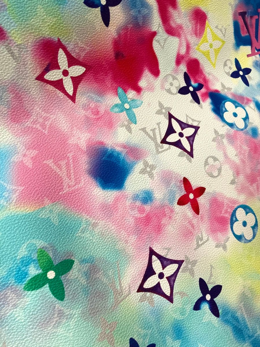 New Summer Watercolor Ink LV Leather for Custom Bag - mingfabricstore