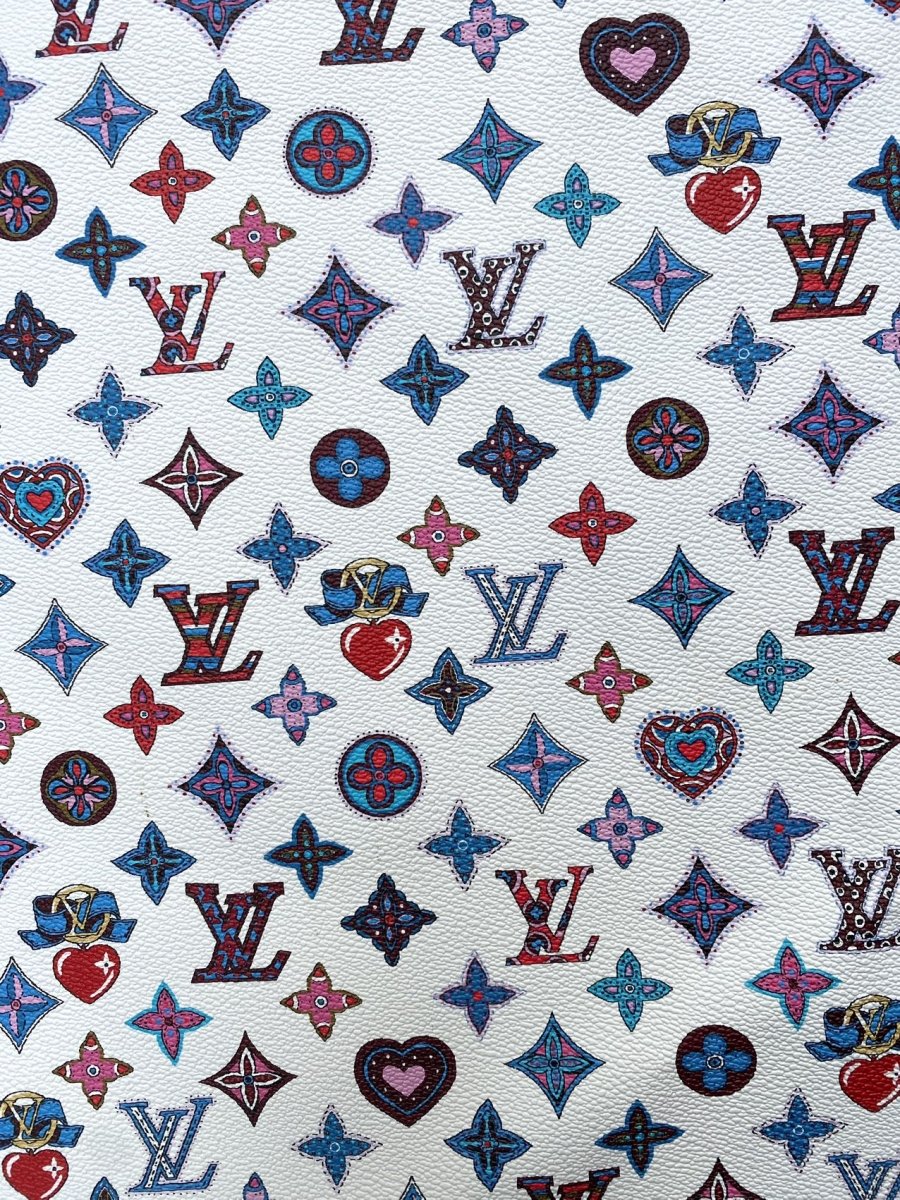 New Trending LV Heart Custom Design Leather Fabric for Bag DIY Sewing Upholstery - mingfabricstore