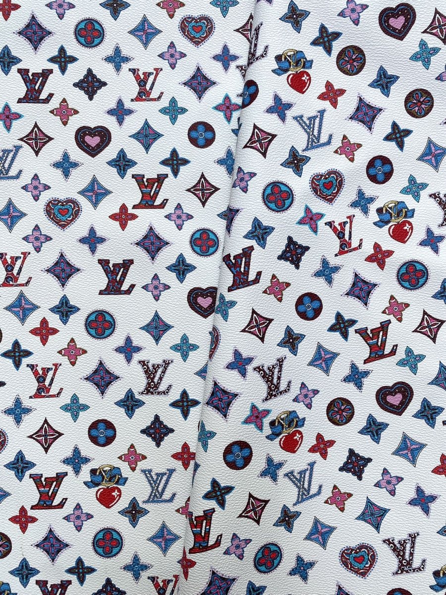 New Trending LV Heart Custom Design Leather Fabric for Bag DIY Sewing Upholstery - mingfabricstore