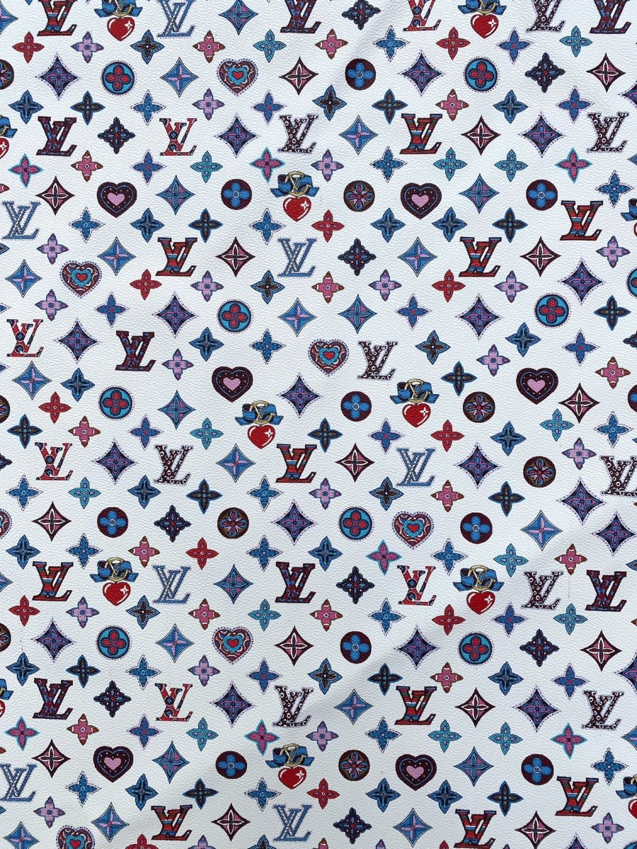 New Trending LV Heart Custom Design Leather Fabric for Bag DIY Sewing Upholstery - mingfabricstore