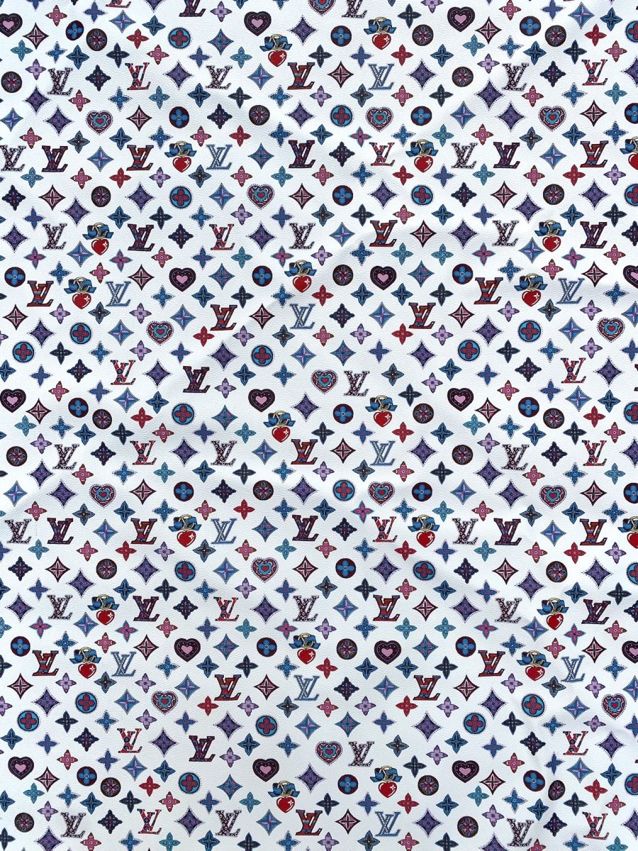 New Trending LV Heart Custom Design Leather Fabric for Bag DIY Sewing Upholstery - mingfabricstore
